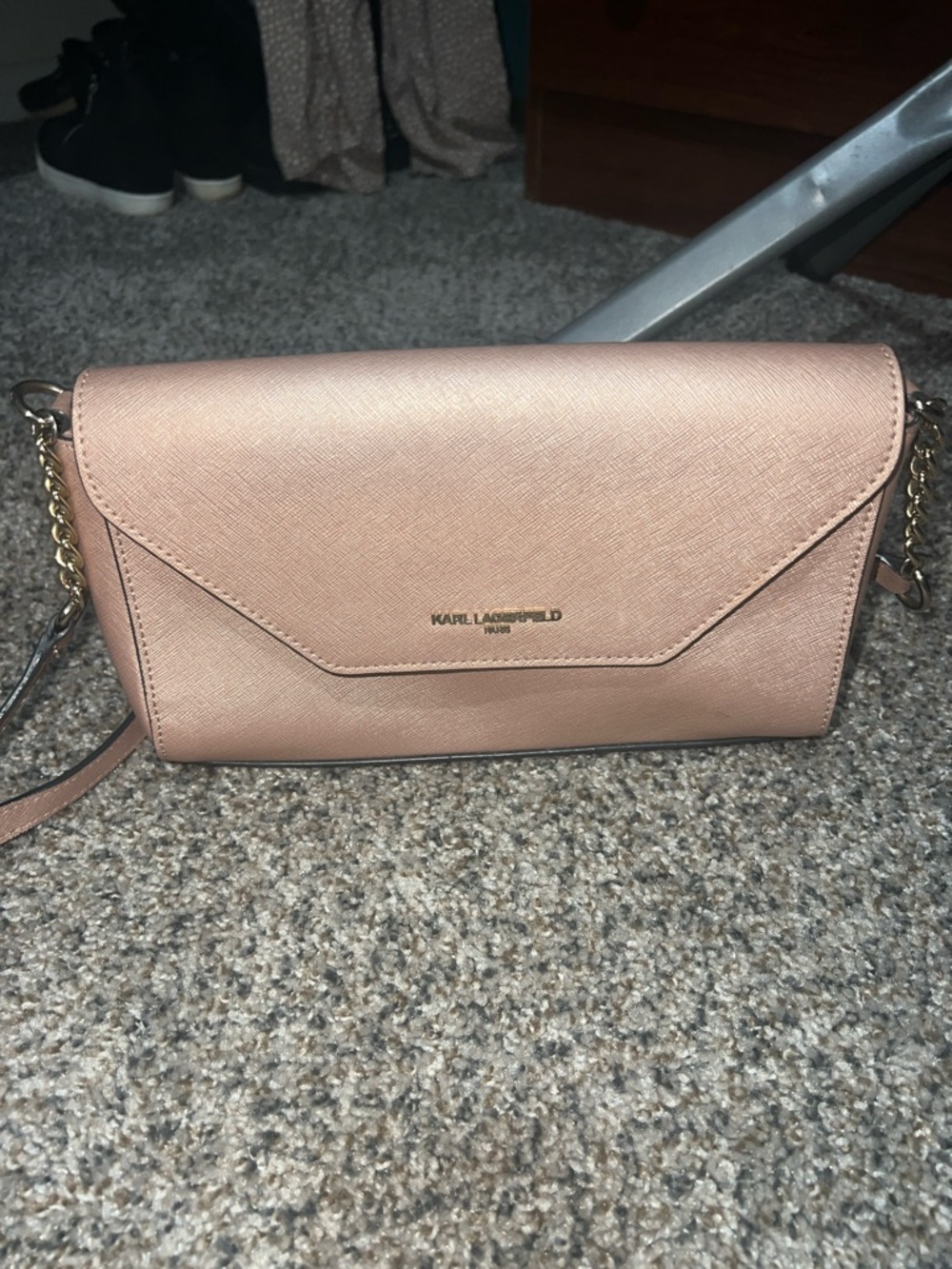 Karl Lagerfeld Blush Pink Envelope Crossbody Bag